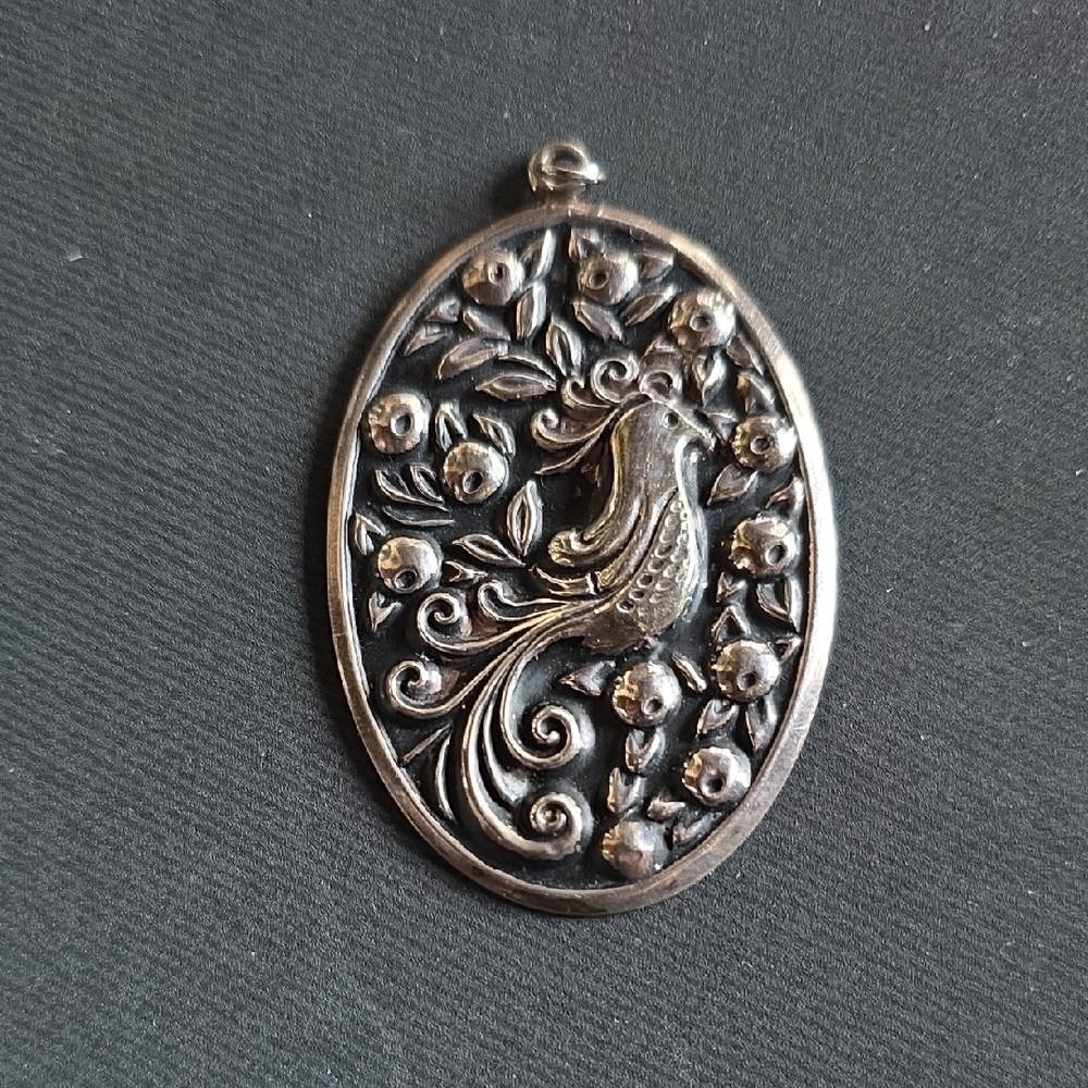 Vintage 1970s International Sterling Silver "Partridge In A Pear Tree"  Pendant